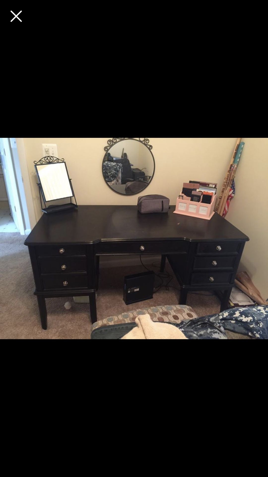 Ashley Furniture solid wood black desk