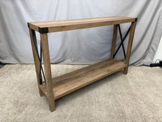 WALKER EDISON Rustic Oak Veneer Rectangular Console Table