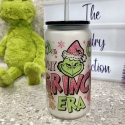 16oz Christmas Frosted Glass Can