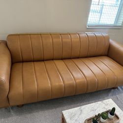 Sandy Leather Couch