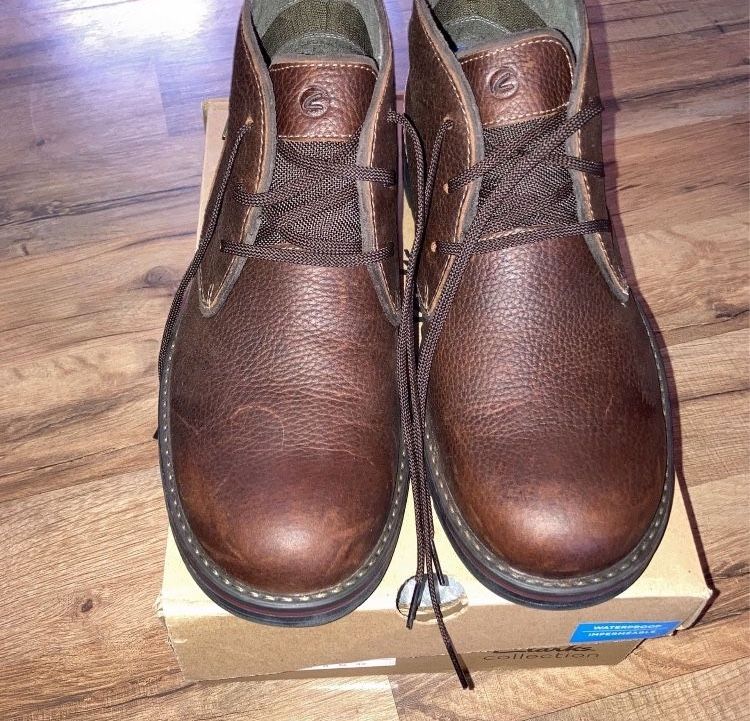 New! Clarks Mens Boots, Dark Tan Size 9