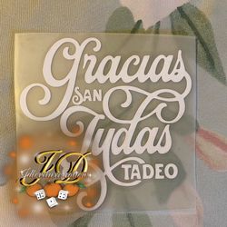 San Judas Wording Car Decal 