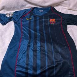 Nike Fc Barcelona T90 Ronaldinho 10 Champions League Jersey Large