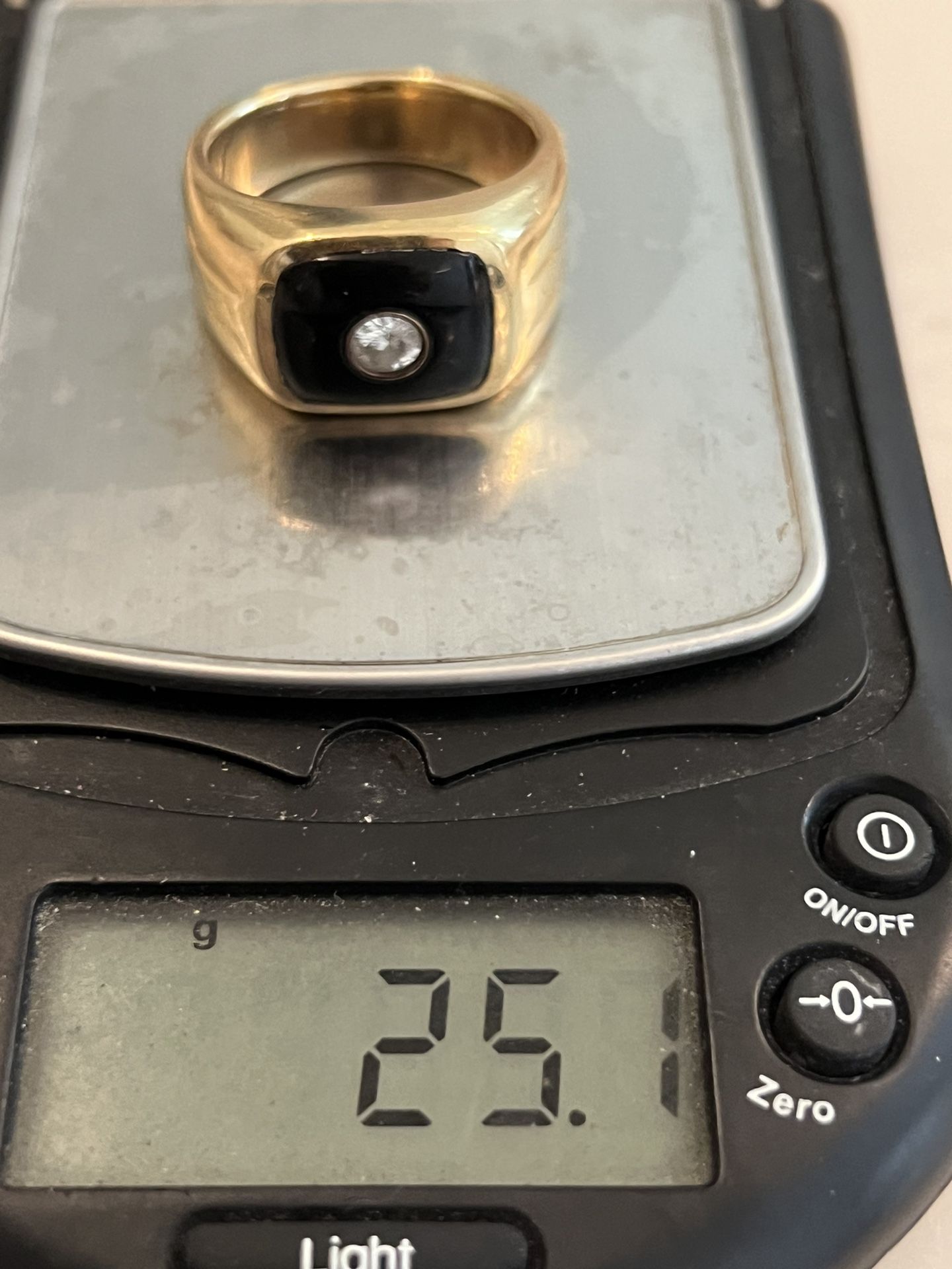 Men’s Diamond / 25 Gram Onyx Gold Ring 14k