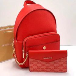 Brand, New  Red Michael Kors, Maisie Backpack With Wallet