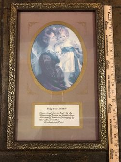 17.5x11.5inc Framed vintage art print with quote Mother’love