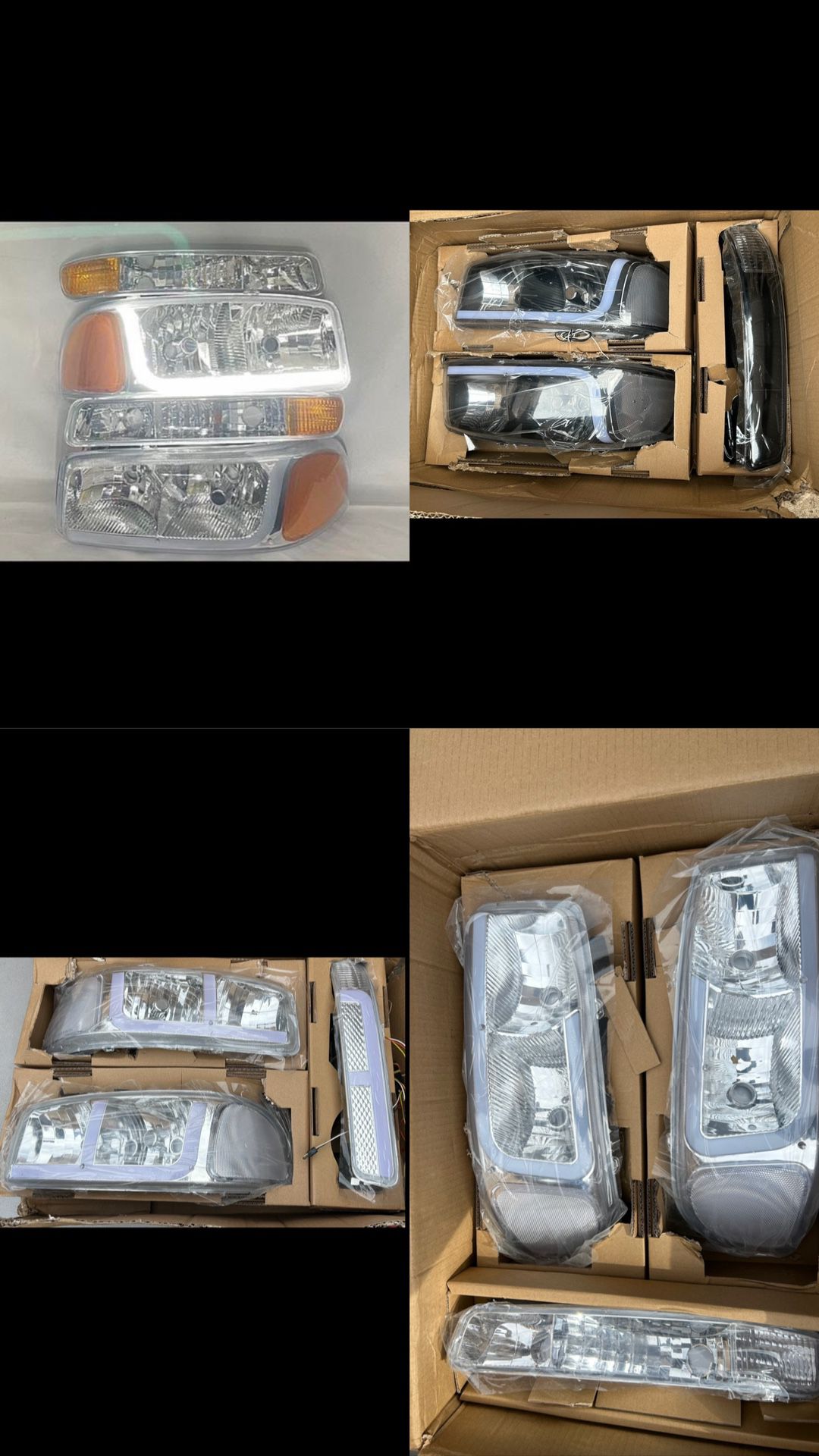 99-06 GMC Sierra 00-06 Yukon / Yukon XL Black / Chrome / Clear  / Amber LED DRL Headlights Headlamps Calaveras 