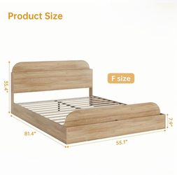 Full Size Platform Bed Frame with Headboard and Matress