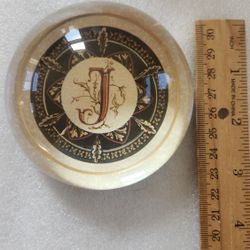 N. Peoria Punch Studio Crystal Dome Monogram Paperweight Initial Letter J Made In France Very Good Please Read Description For Pick Up Location Option