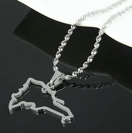 Stainless Steel Dominican Republic Map Necklace