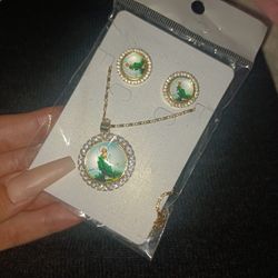San Judas Necklace& Earrings