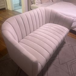 Beige Velvet Loveseat