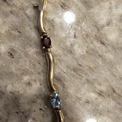 14k Yellow Gold With Real Stones Fits A 7 1\2 Wrist 