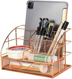 Desk Organizers and Accessories - Upgraded Desktop Organizer for Rose Gold. [MULTI-FUNCTIONAL PEN HOLDER]