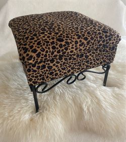 Antique Leopard Print Accent Ottoman - Brown/Black