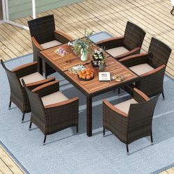 7pc Outdoor Patio Furniture Dining Table Set