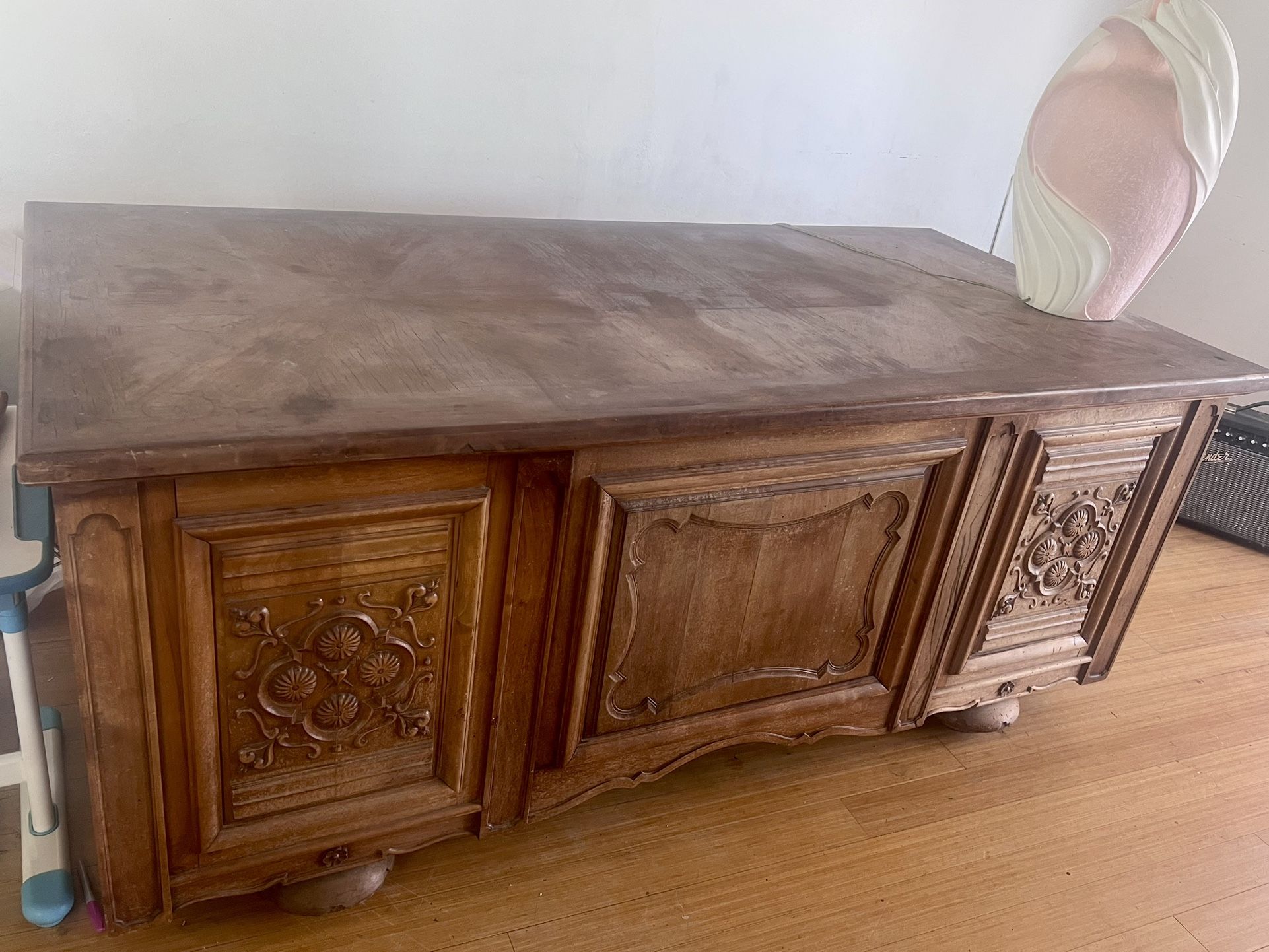 Antique Carved Wood Desk
