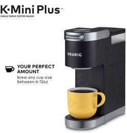 Keurig K-Mini Plus Coffee Maker, Single Serve K-Cup Pod Coffee Brewer, 6 to 12 oz. Brew Size, Stores up to 9 K-Cup Pods, Black
