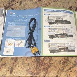 Free brand new Owner’s  Manual for LG Blue-ray Disc Player model BD550 with Video & Audio cables 