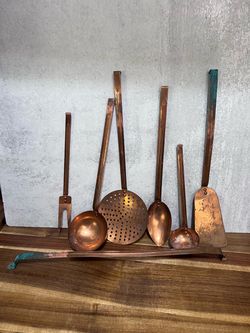 Vintage Copper Kitchen Utensil Set
