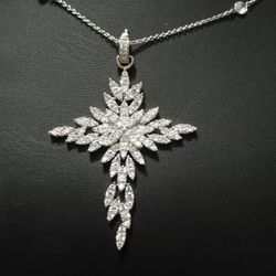 Sterling Silver Dangling Cross Necklace With Bow tie earrings 