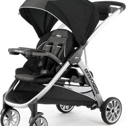 NEW. OPEN BOX. Chicco BravoFor2 Standing/Sitting Double Stroller - Iron | Black/Grey 