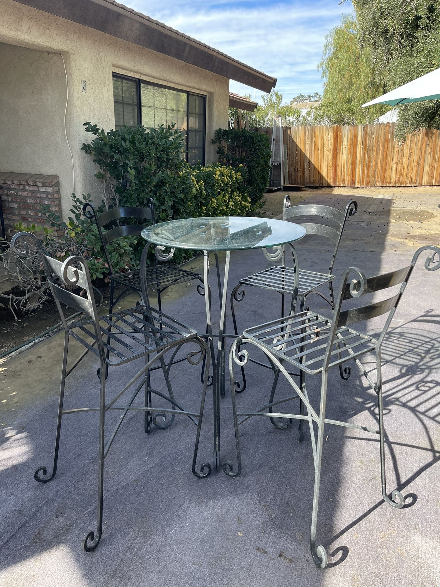Wrought Iron Table And Glass