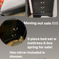 4 Piece Bedroom Set $450 W Mirror Mattress And Box Spring Included