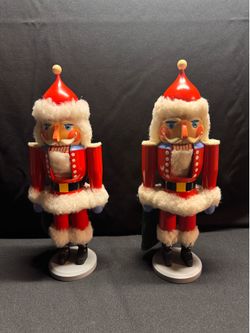 2 Large Vintage Erzgebirge Guardsman Soldier Nutcracker