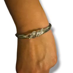 Silver Bangle W Rhinestone Accent 