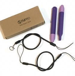NuPro Kids Stylus Tablet Pens W/Tethers (2 Pack)