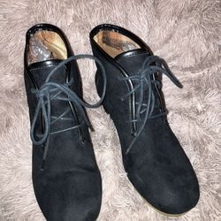 Mad Love Black Lace Wedges