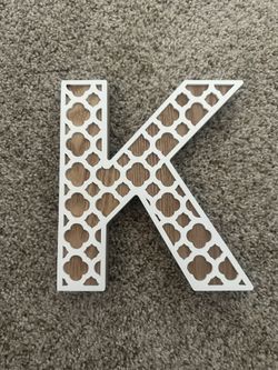 Wooden letter K brown and white decor Farmhouse