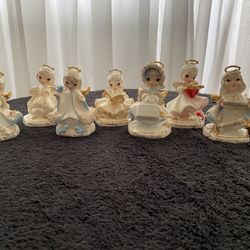 Vintage 1950 Ceramic Angels “days Of The Week”