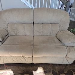 Comfortable Beige Loveseat, Recliner, Rocker