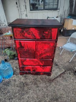Painted Wood Dresser with Cabinet Doors