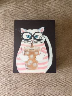 Cat Latte Canvas Wall Art Decor