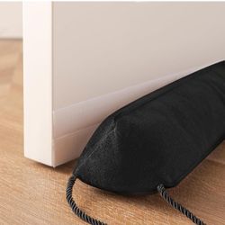 60 Inch Door Draft Stopper with Removable Cover for Gaps Up to 3 Inch, Machine Washable Noise and Air Blocker for Bottom of Door and Window, Black

