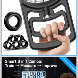 Hand Grip Strength Tester Trainer - Electronic Hand Dynamometer Forearm Grip Strengthener Exerciser Digital Training Gauge 265 Lbs 120 Kgs for Sport H