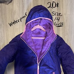 Waterproof Girls JACKET 20$ Reversible Too Size 14 