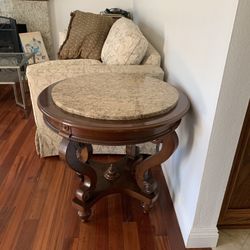 Wood And Marble Round Table