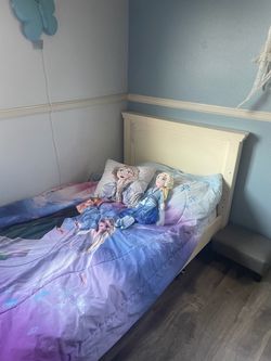 2 White Twin Bed Frame with Headboard bunks