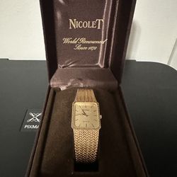 Nicolet Tank Gold Plates Quartz Made In Italy