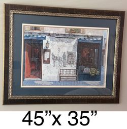 Large Framed European Tavern / Pub Art Print