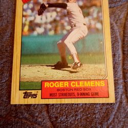 Roger Clemens (1987 Topps) Record Breaker Baseball Card 