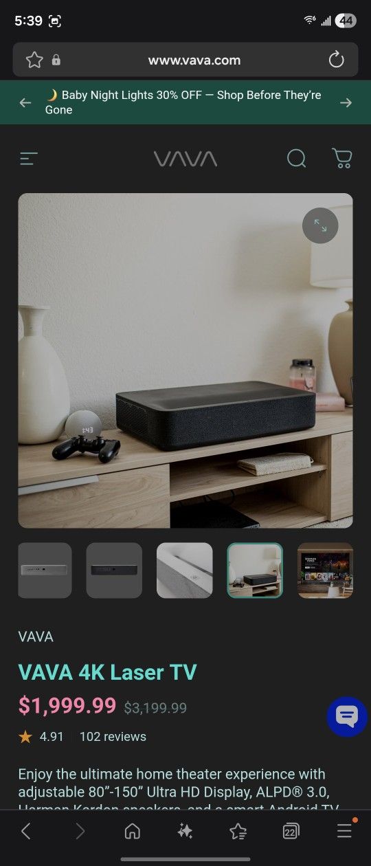 VAVA 4K UST Laser Projector, 150" W/Wall Mount & Screen