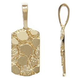 10k Yellow Gold Rectangle Nugget Charm Pendant