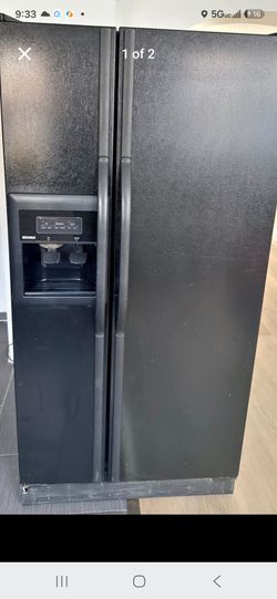 Black Side-by-Side Refrigerator with Ice and Water Dispenser