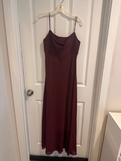 Burgundy Spaghetti Strap Maxi Formal Dress