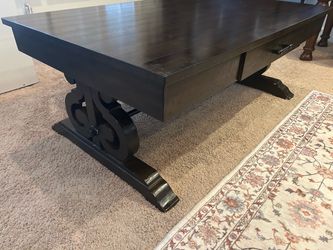 Dark Wood Trestle Coffee Table